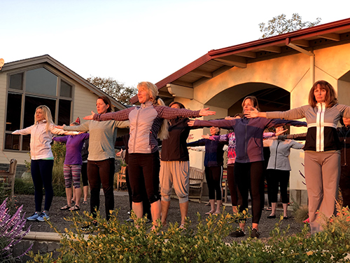Morning yoga with our founder Colleen Cannon