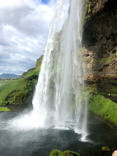 A waterfall you can walk under in Iceland