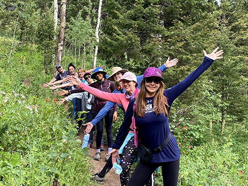 Women hiking on a Women's Quest adventure retreat
