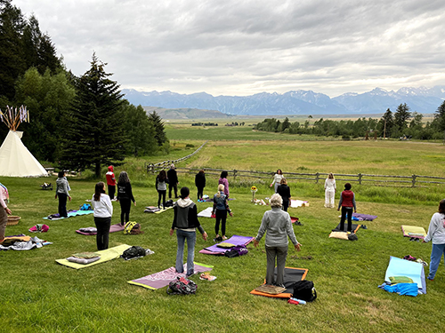 Morning yoga on our Jackson Hole retreat