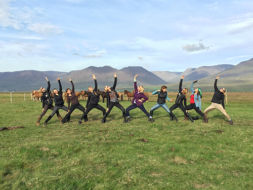 Power posing during a horseback riding retreat in Iceland