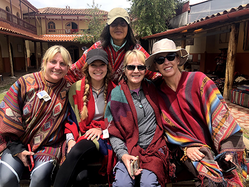 Women travelers in traditional Peru clothing