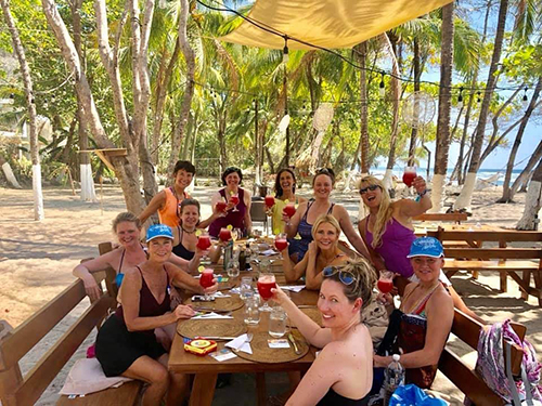 Eating lunch during our surf retreat in Costa Rica