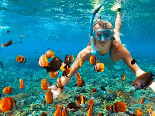 woman snorkeling in Galapagos on a women's adventure retreat