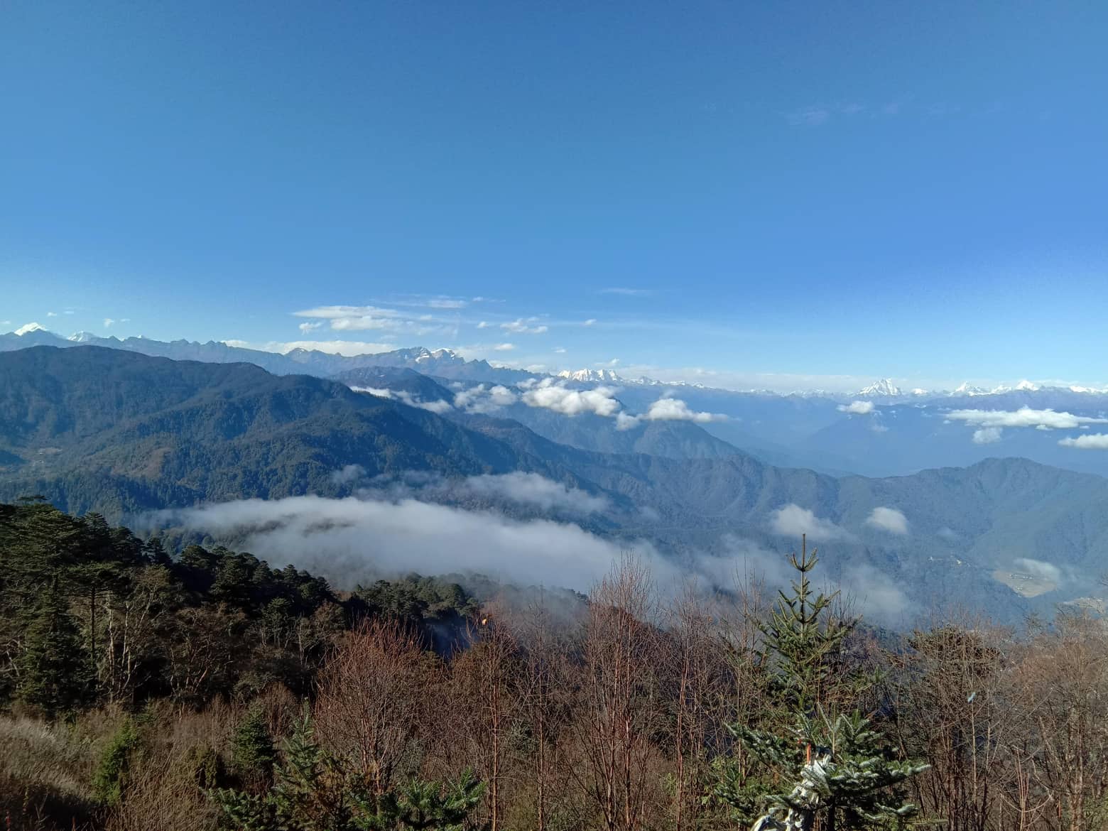 View of Bhutan from the top of the mountians