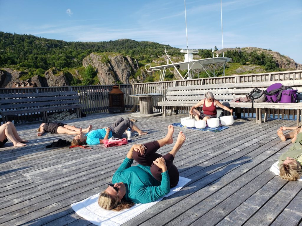 Our daily yoga practice on our Newfoundland women's retreat.