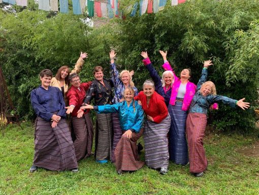 group of women on a women's adventure retreat in bhutan